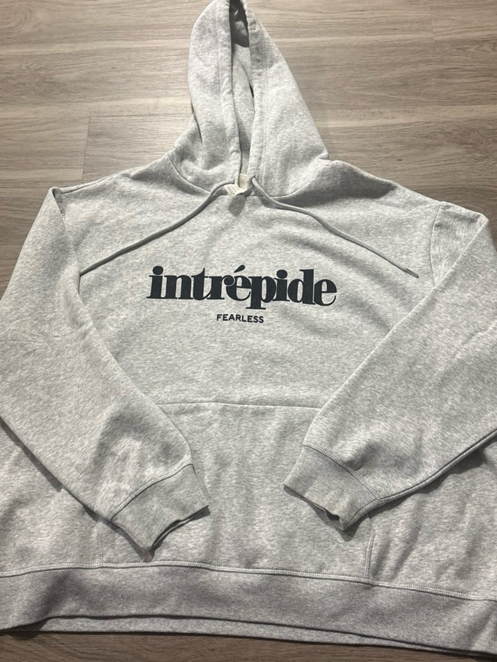 H&M Light Gray 'intrépide' Graphic Hoodie